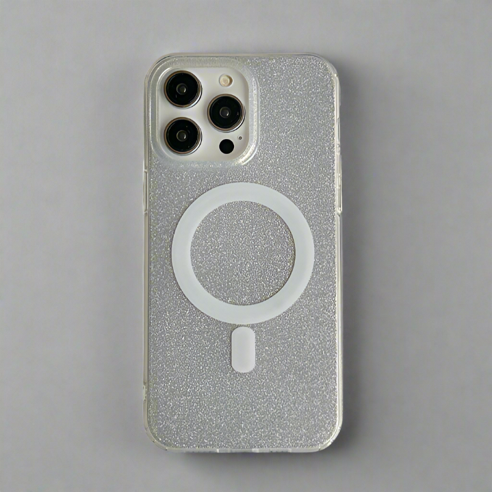 Silver Shimmer Case with MagSafe Pop Socket