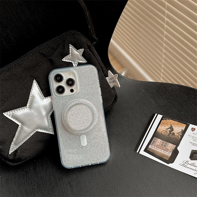 Silver Shimmer Case with MagSafe Pop Socket