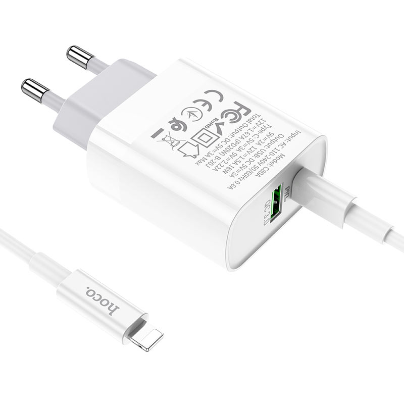 Hoco Dual Charger With lightning Cable